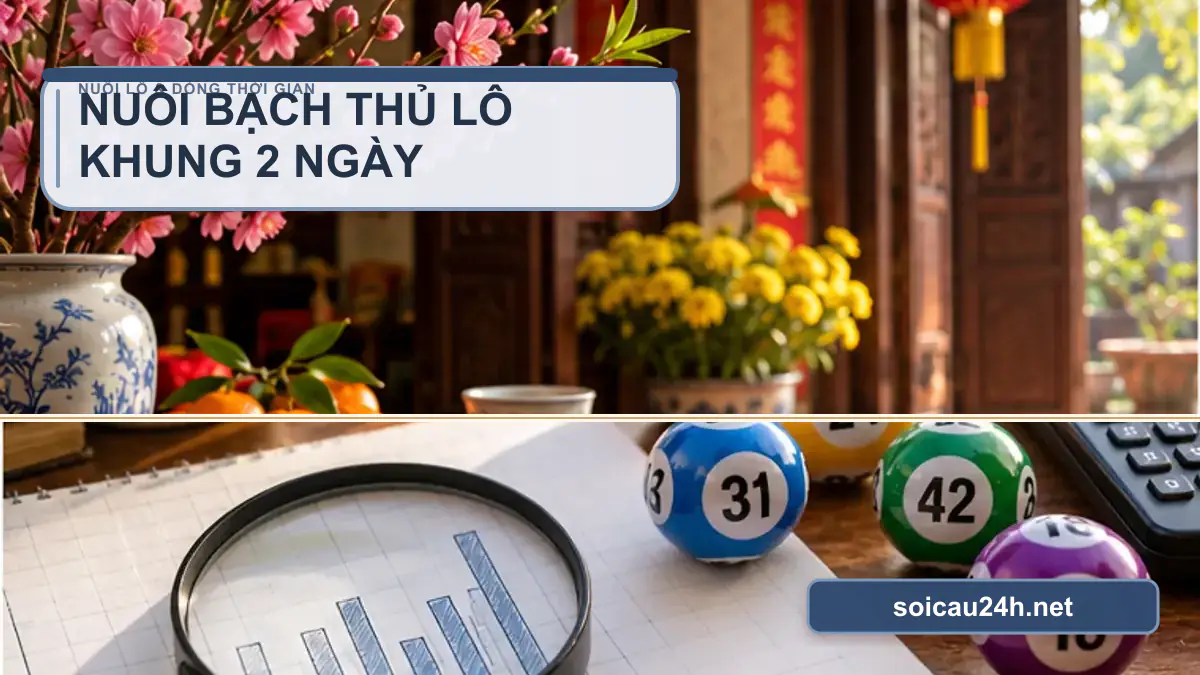 Minh họa nuôi bạch thủ lô khung 2 ngày theo phong cách xổ số Việt Nam.