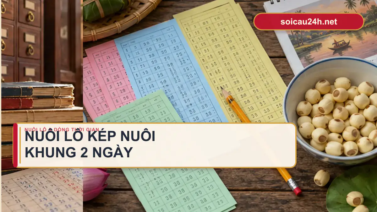 Minh họa nuôi lô kép nuôi khung 2 ngày theo phong cách xổ số Việt Nam.