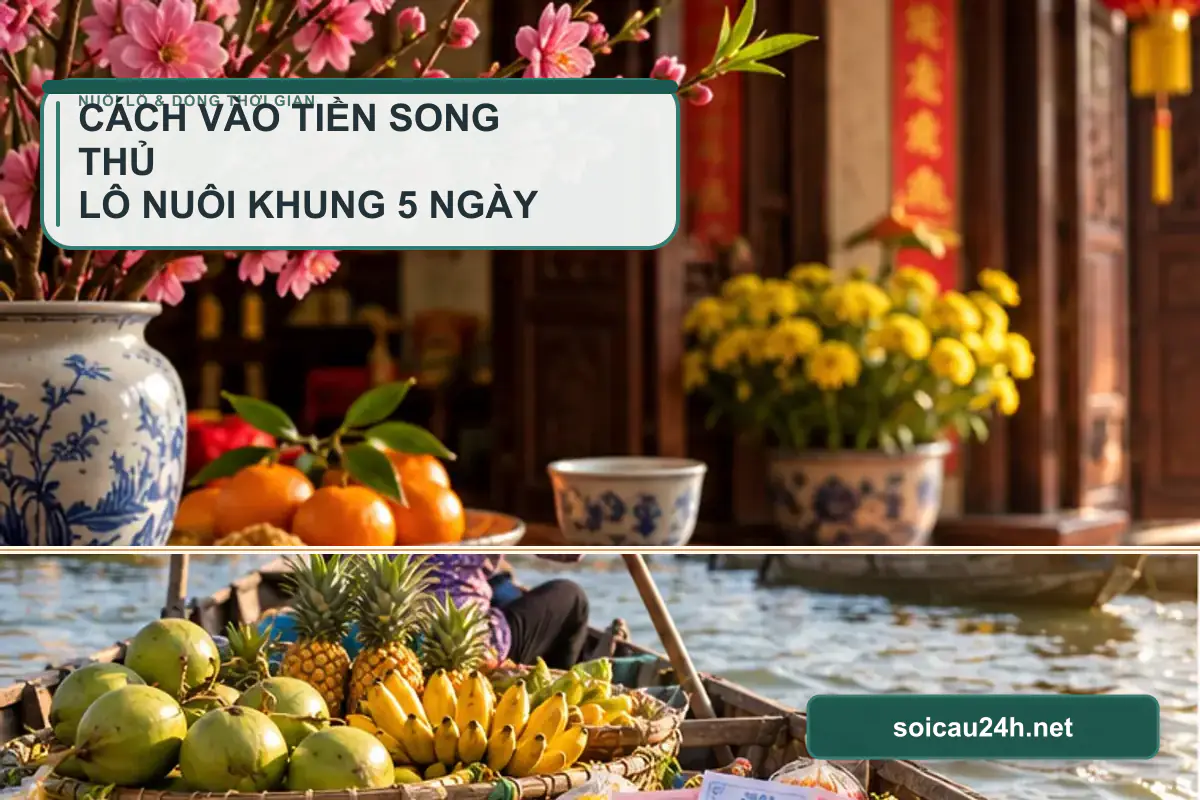 Sơ đồ minh họa cách vào tiền song thủ lô nuôi khung 5 ngày.