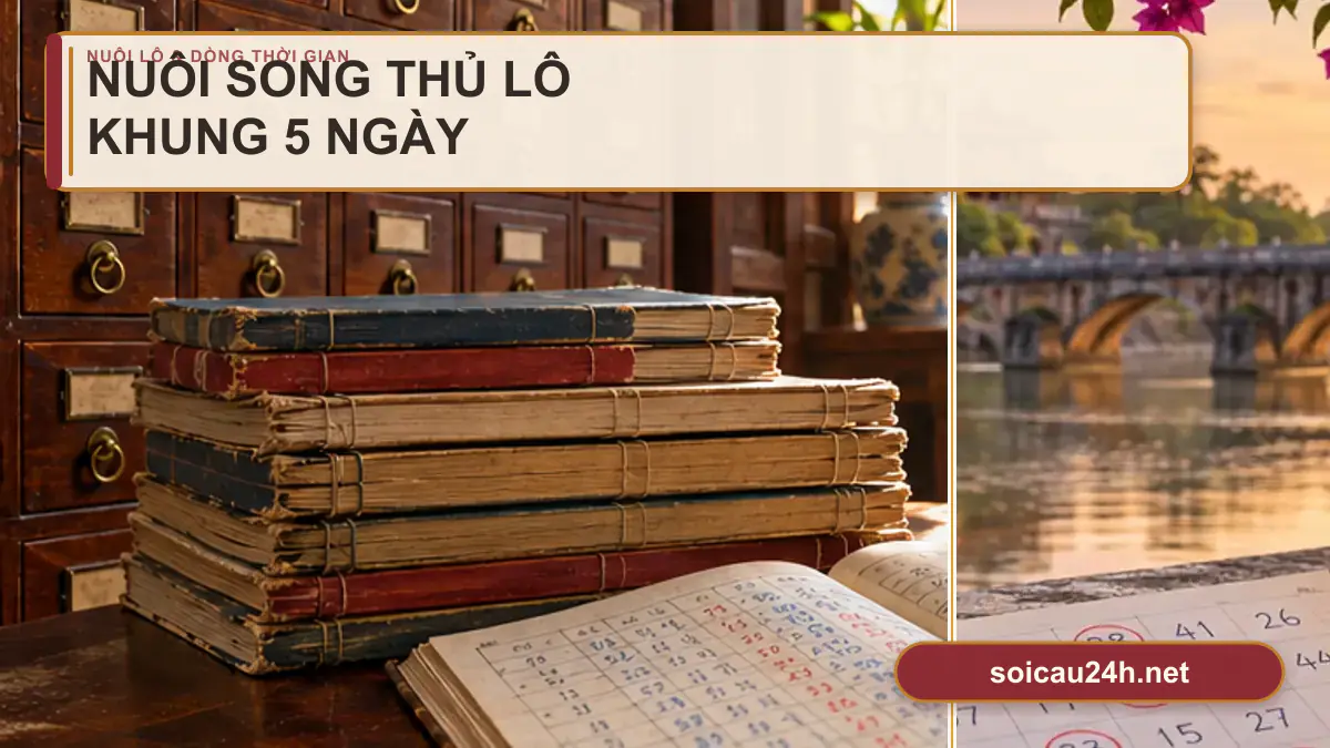 Minh họa nuôi Song Thủ Lô Khung 5 Ngày theo phong cách xổ số Việt Nam.