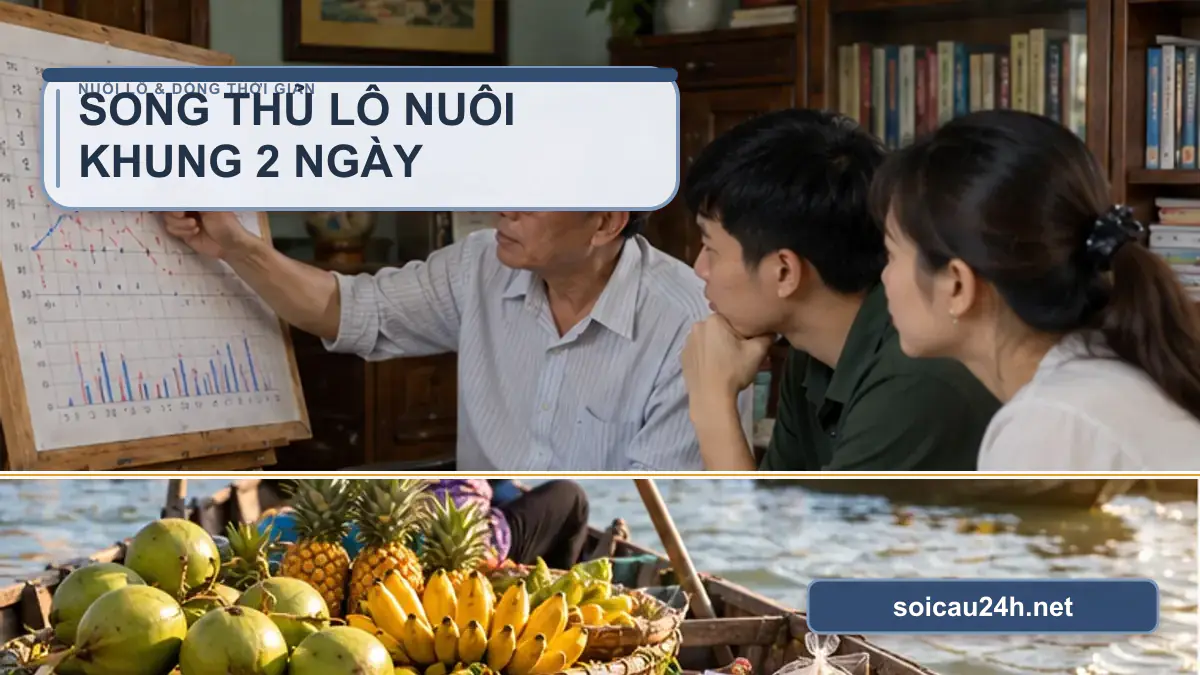 Minh họa song thủ lô nuôi khung 2 ngày theo phong cách xổ số Việt Nam.