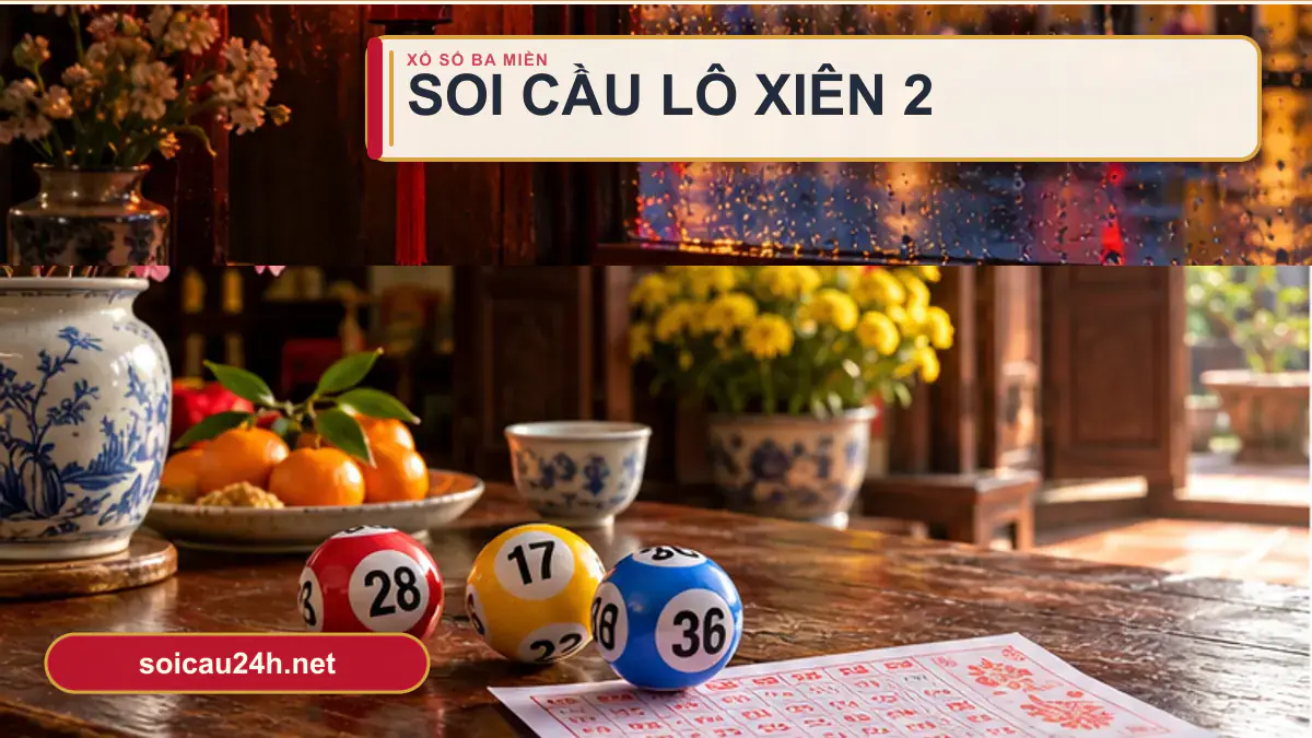 Minh họa soi cầu lô xiên 2 theo phong cách xổ số Việt Nam.