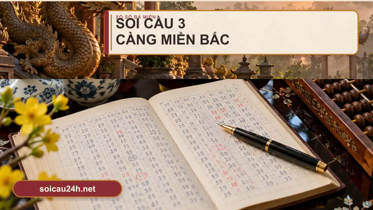 Minh họa soi Cầu 3 càng Miền Bắc theo phong cách xổ số Việt Nam.