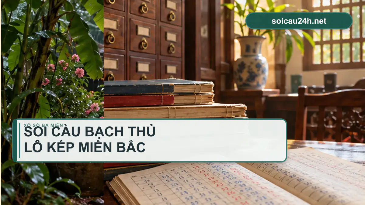 Minh họa soi cầu bạch thủ lô kép miền bắc theo phong cách xổ số Việt Nam.
