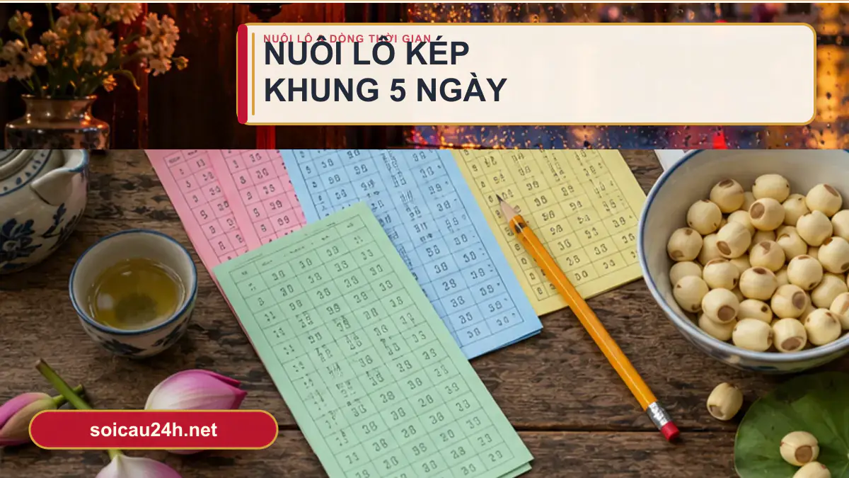 Minh họa nuôi lô kép khung 5 ngày theo phong cách xổ số Việt Nam.