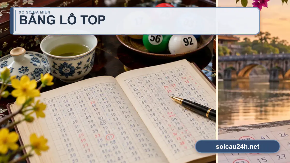 Minh họa bảng Lô Top theo phong cách xổ số Việt Nam.