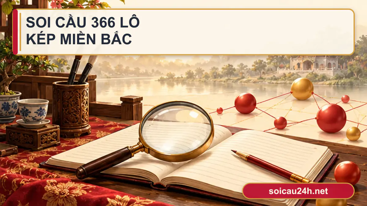 Minh họa soi cầu 366 lô kép miền bắc theo phong cách xổ số Việt Nam.