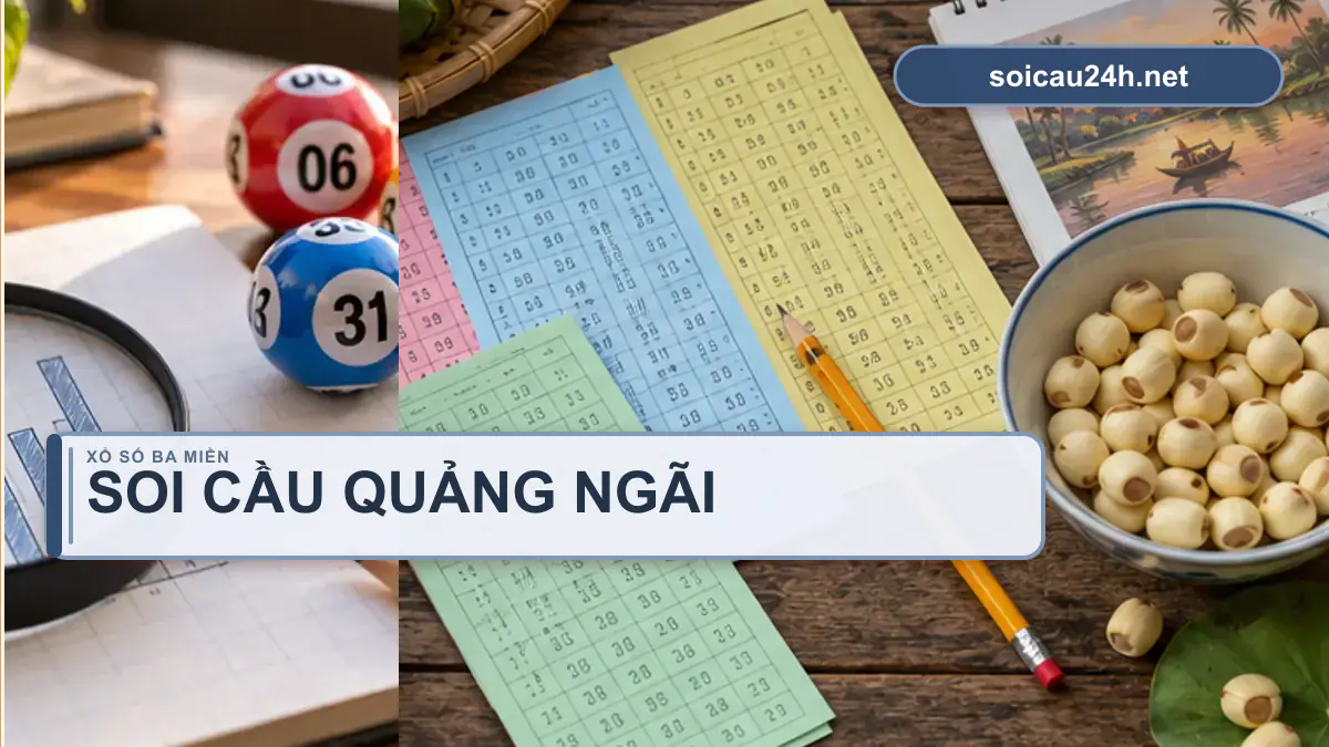 Minh họa dự đoán XSQNG - Soi cầu xổ số Quảng Ngãi theo phong cách xổ số Việt Nam.