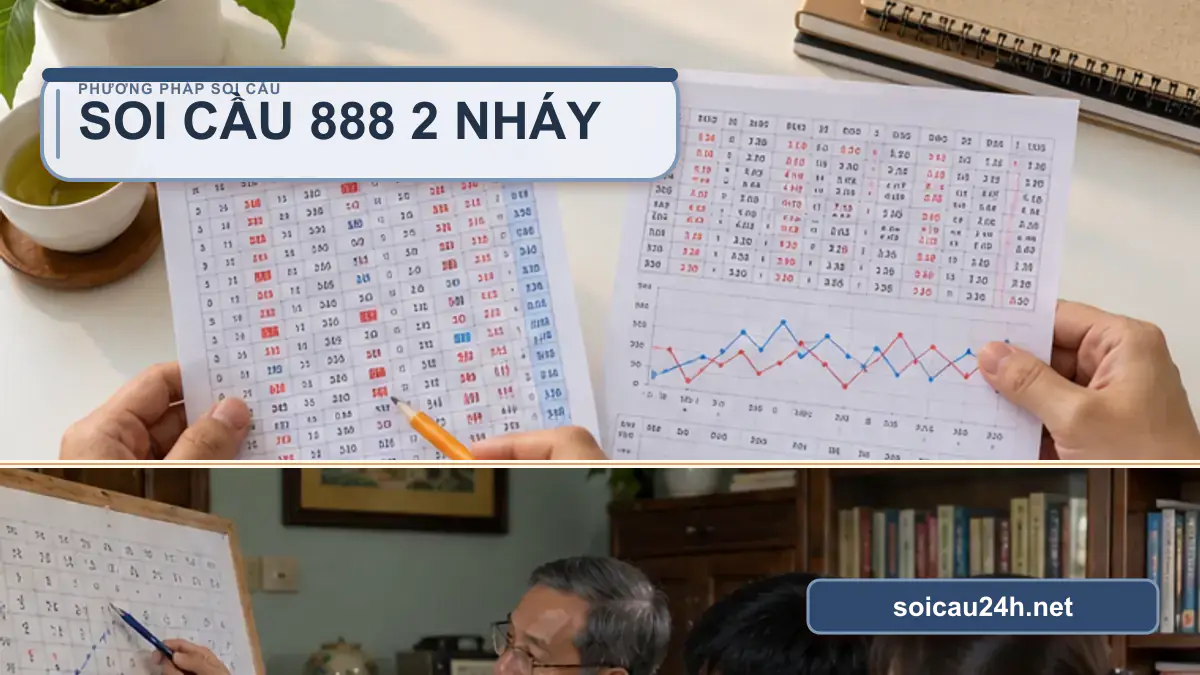 Minh họa soi cầu 888 2 nháy theo phong cách xổ số Việt Nam.