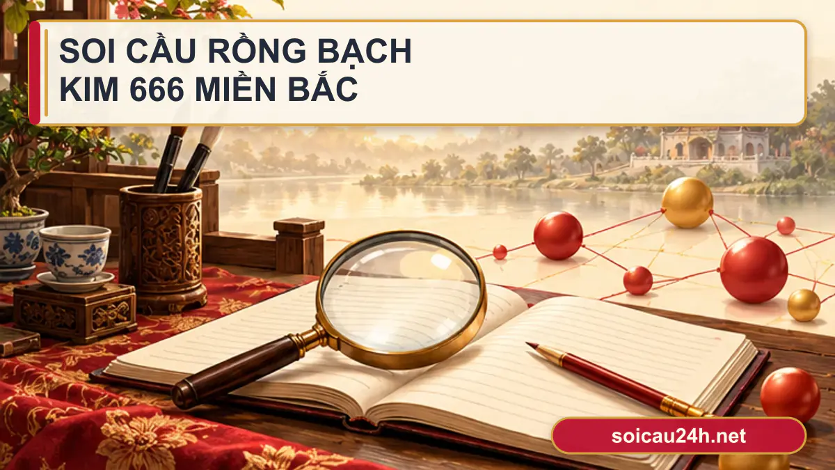 Minh họa soi cầu Rồng Bạch Kim 666 miền bắc theo phong cách xổ số Việt Nam.