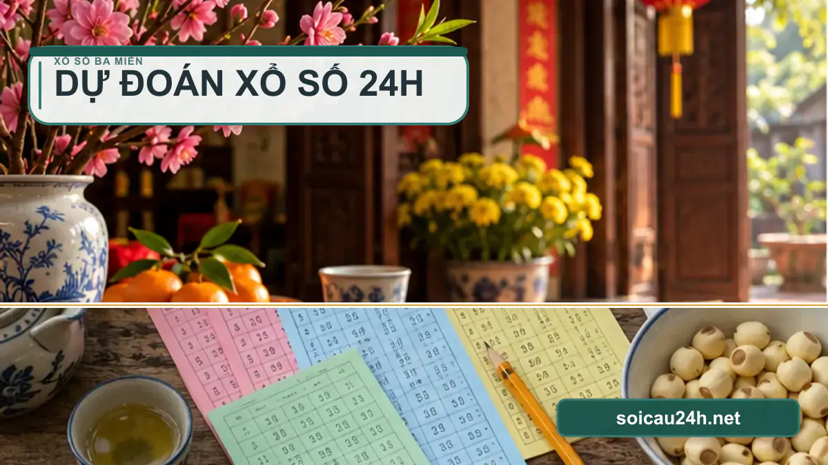 Minh họa dự đoán xổ số 24h theo phong cách xổ số Việt Nam.