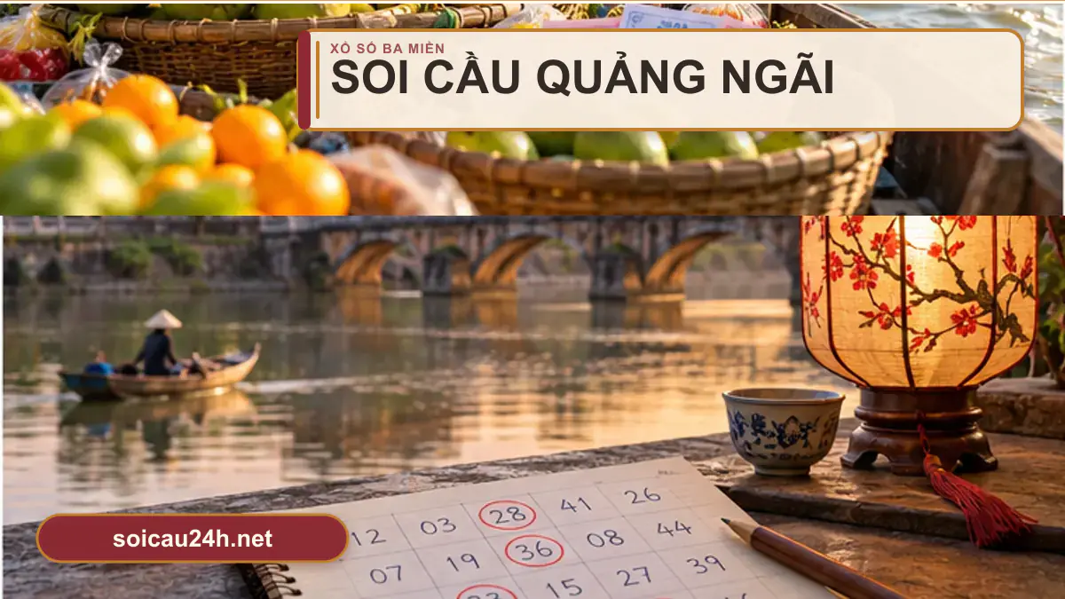 Minh họa dự đoán XSQNG - Soi cầu xổ số Quảng Ngãi theo phong cách xổ số Việt Nam.