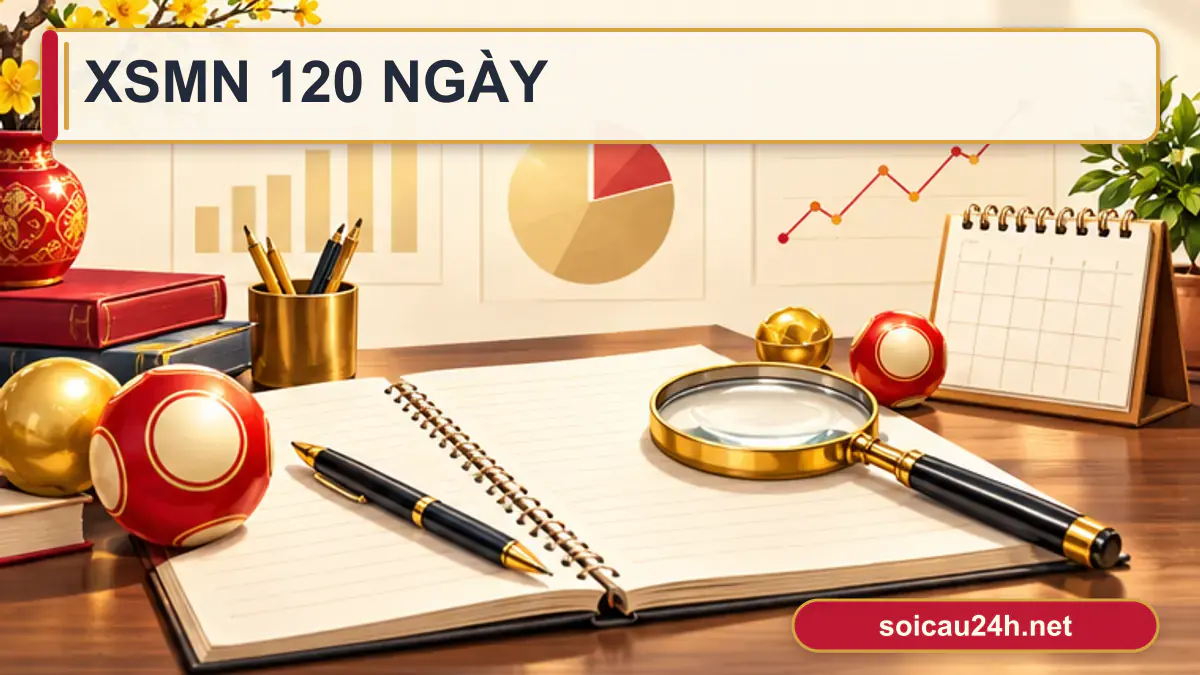 Minh họa xSMN 120 ngày theo phong cách xổ số Việt Nam.