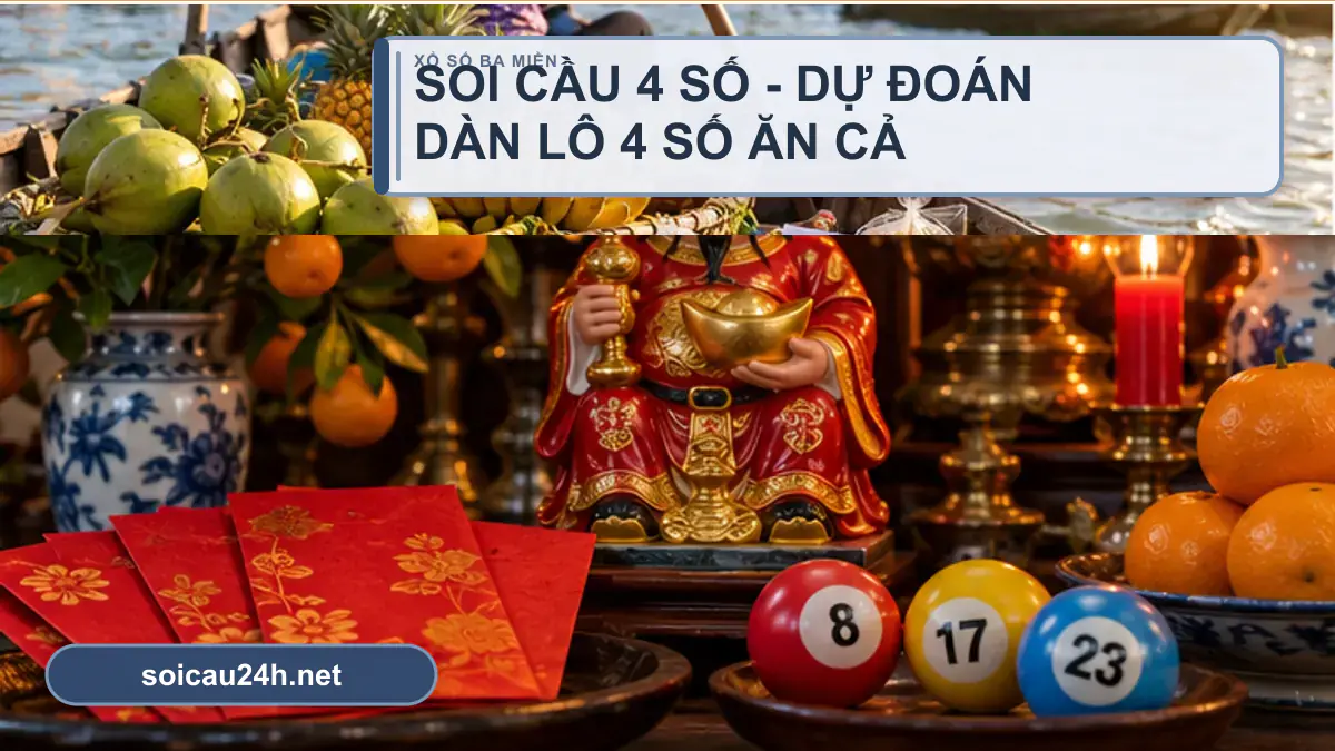 Minh họa soi cầu 4 số - dự đoán dàn lô 4 số ăn cả cặp theo phong cách xổ số Việt Nam.