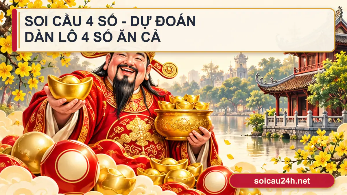 Minh họa soi cầu 4 số - dự đoán dàn lô 4 số ăn cả cặp theo phong cách xổ số Việt Nam.