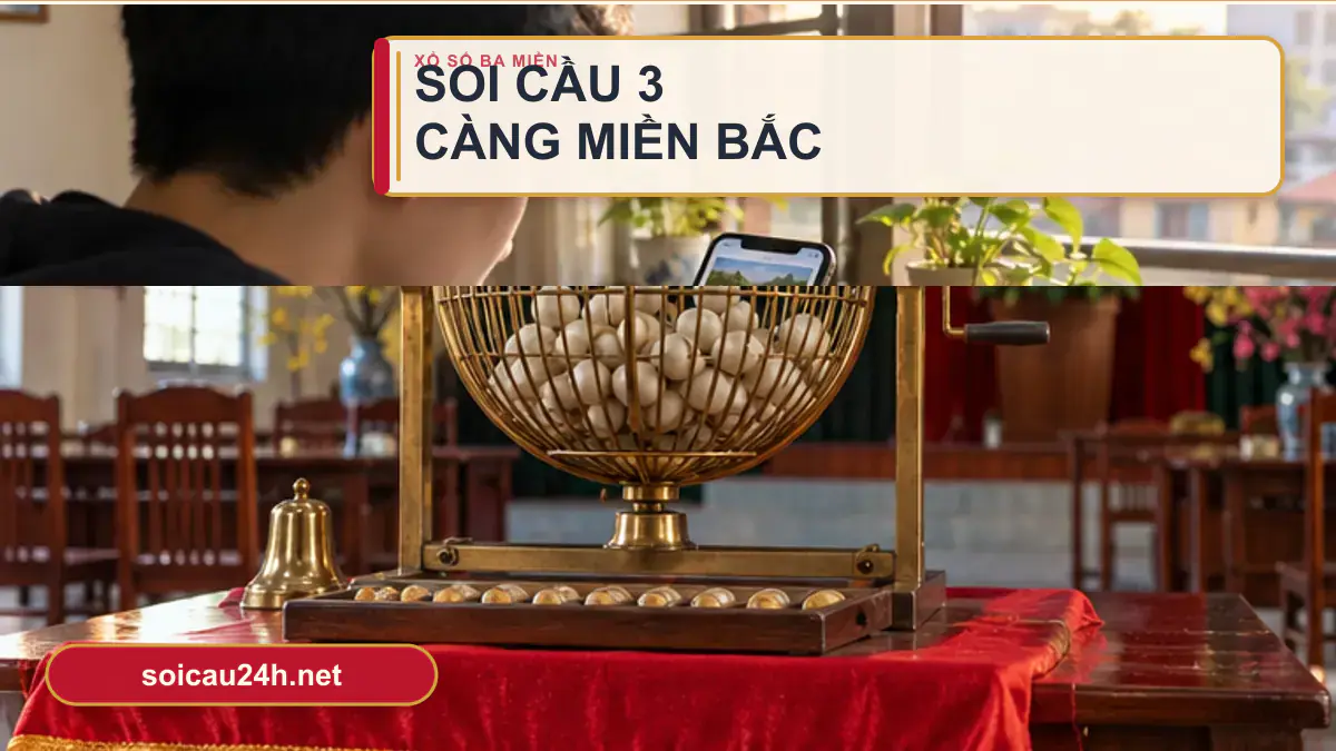 Minh họa soi Cầu 3 Càng Miền Bắc theo phong cách xổ số Việt Nam.