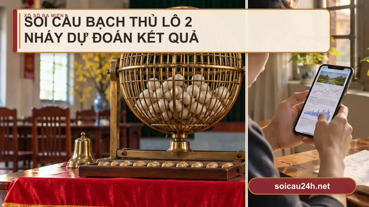 Minh họa soi Cầu Bạch Thủ Lô 2 Nháy Dự Đoán Kết Quả theo phong cách xổ số Việt Nam.