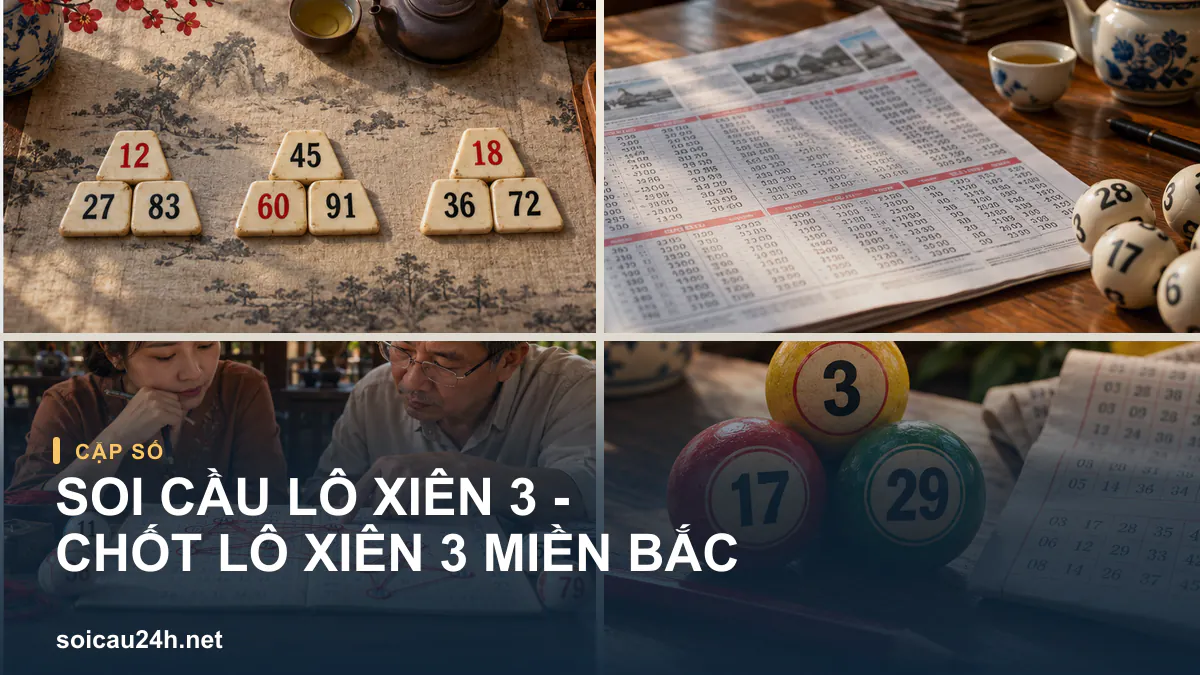 Ảnh các bộ số minh họa Soi Cầu Lô Xiên 3 - Chốt Lô Xiên 3 Miền Bắc.