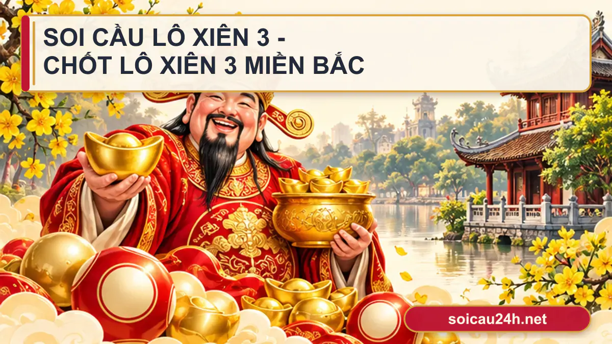 Minh họa soi Cầu Lô Xiên 3 - Chốt Lô Xiên 3 Miền Bắc theo phong cách xổ số Việt Nam.