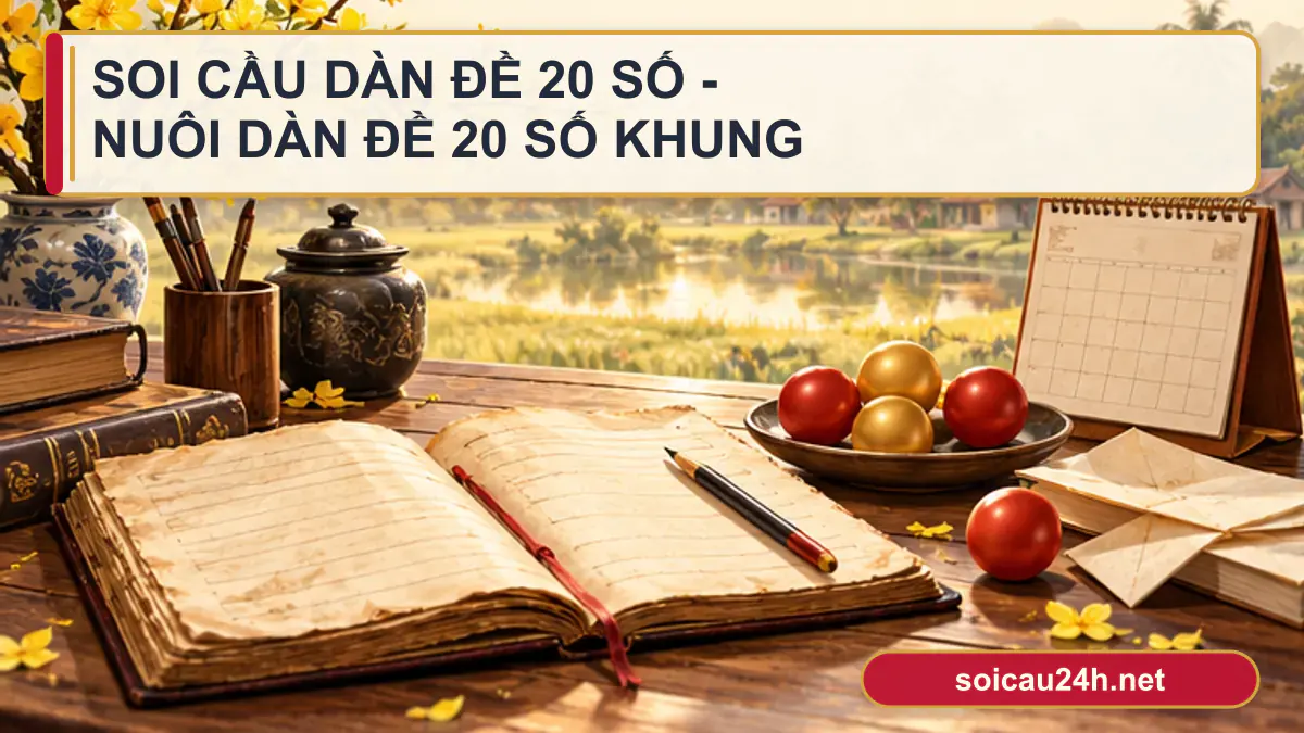 Minh họa soi Cầu Dàn Đề 20 Số - Nuôi Dàn Đề 20 Số Khung 3 Ngày theo phong cách xổ số Việt Nam.