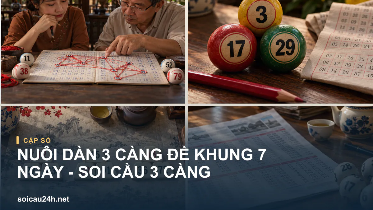 Ảnh các bộ số minh họa Nuôi dàn 3 càng đề khung 7 ngày - soi cầu 3 càng.