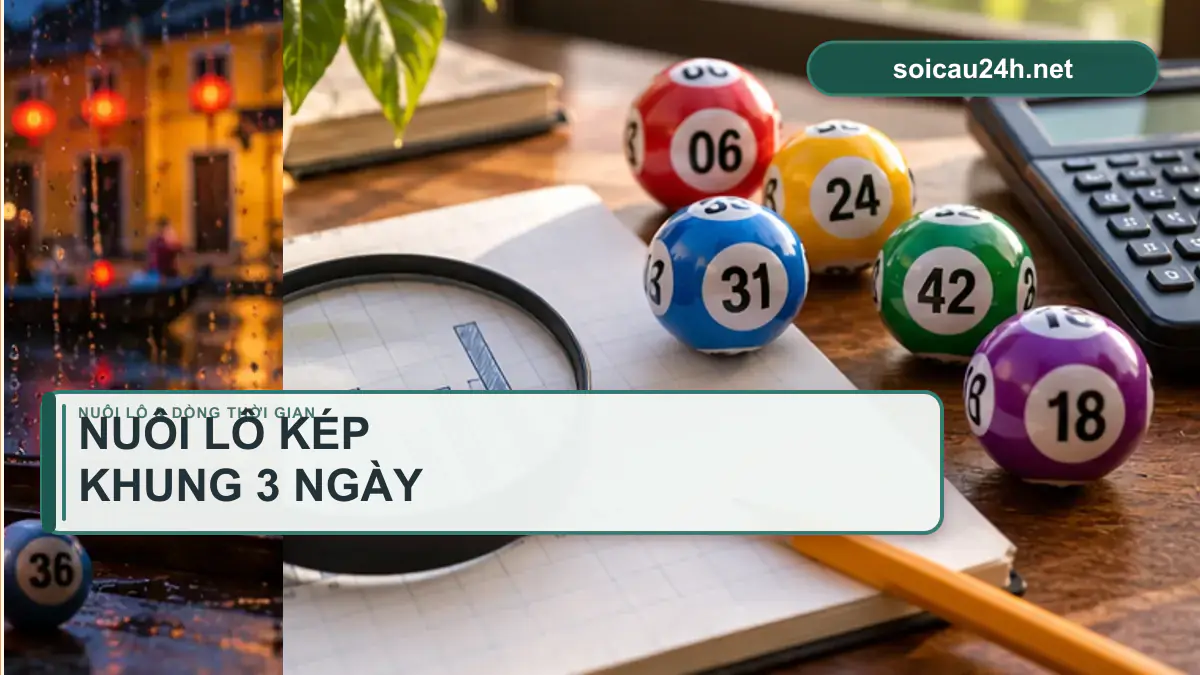 Minh họa nuôi lô kép khung 3 ngày theo phong cách xổ số Việt Nam.