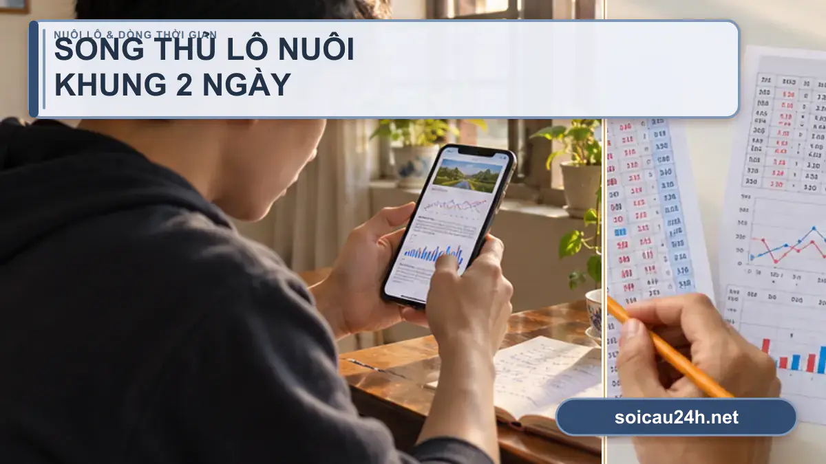 Minh họa song thủ lô nuôi khung 2 ngày theo phong cách xổ số Việt Nam.
