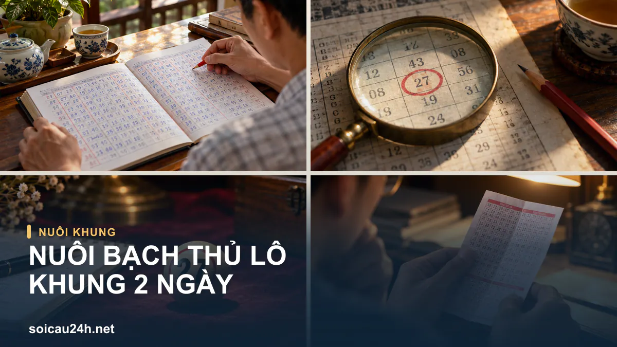 Ảnh lịch và sổ theo dõi minh họa Nuôi bạch thủ lô khung 2 ngày.