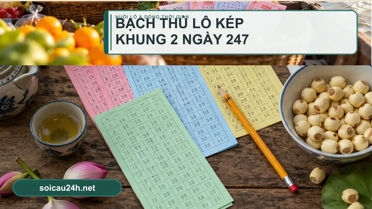 Minh họa bạch thủ lô kép khung 2 ngày 247 theo phong cách xổ số Việt Nam.