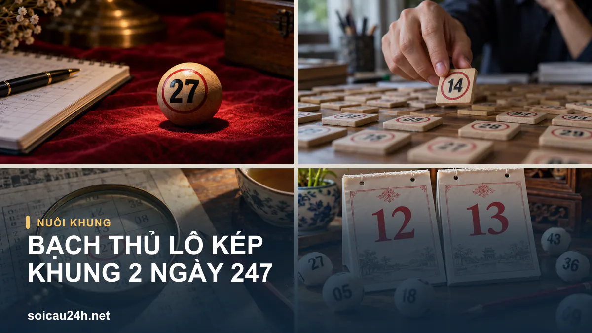 Ảnh lịch và sổ theo dõi minh họa Bạch thủ lô kép khung 2 ngày 247.