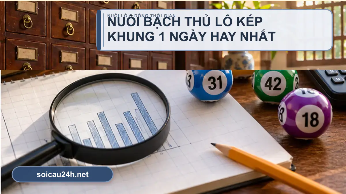 Minh họa nuôi bạch thủ lô kép khung 1 ngày hay nhất theo phong cách xổ số Việt Nam.