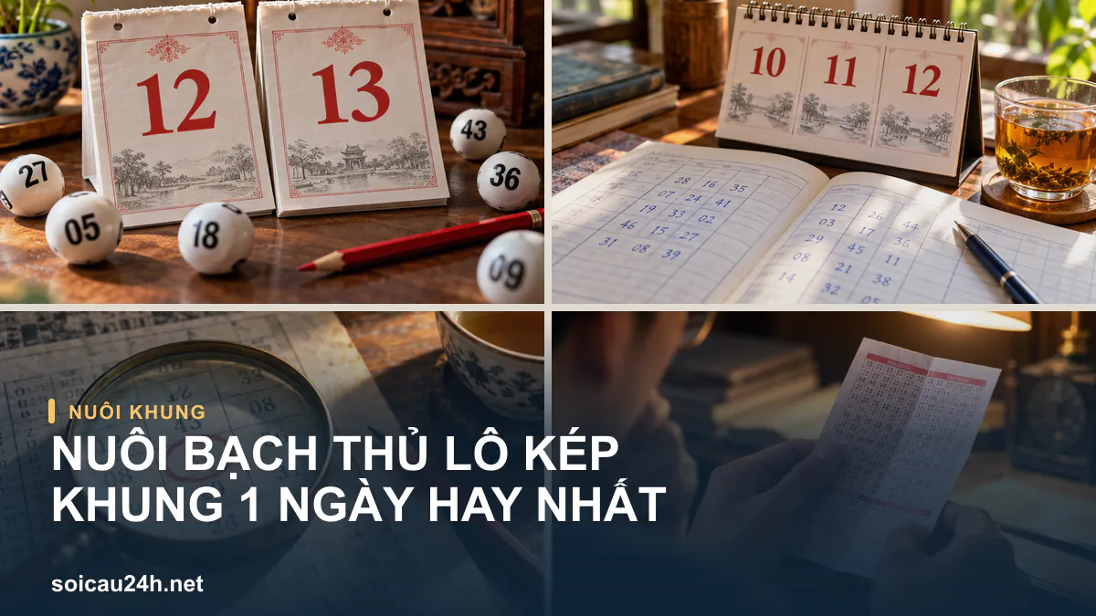 Ảnh lịch và sổ theo dõi minh họa Nuôi bạch thủ lô kép khung 1 ngày hay nhất.