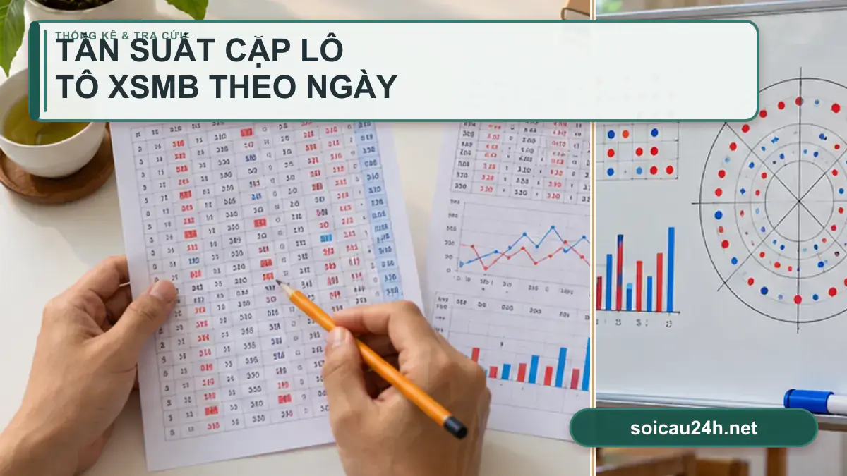 Minh họa tần suất cặp lô tô XSMB theo ngày theo phong cách xổ số Việt Nam.
