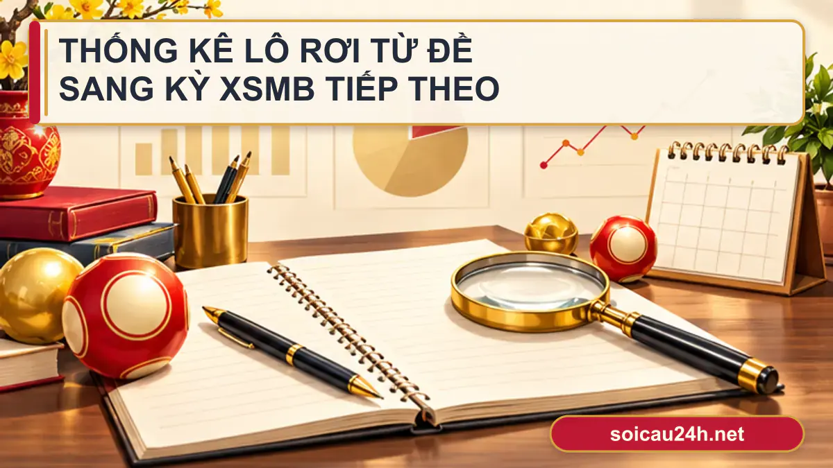 Minh họa thống kê lô rơi từ đề sang kỳ XSMB tiếp theo theo phong cách xổ số Việt Nam.