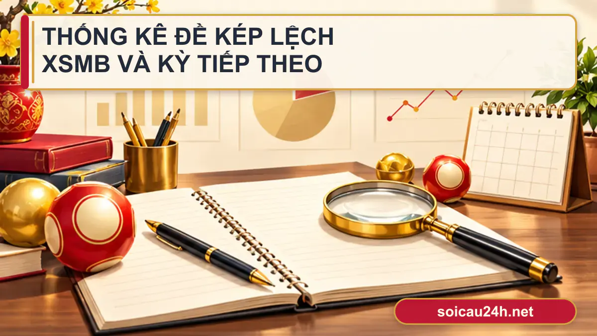 Minh họa thống kê đề kép lệch XSMB và kỳ tiếp theo theo phong cách xổ số Việt Nam.