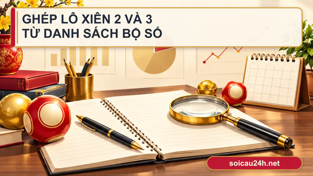 Minh họa ghép lô xiên 2 và 3 từ danh sách bộ số theo phong cách xổ số Việt Nam.