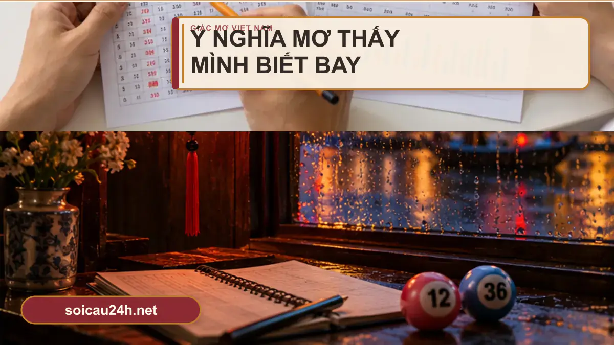 Minh họa ý nghĩa mơ thấy mình biết bay theo phong cách xổ số Việt Nam.