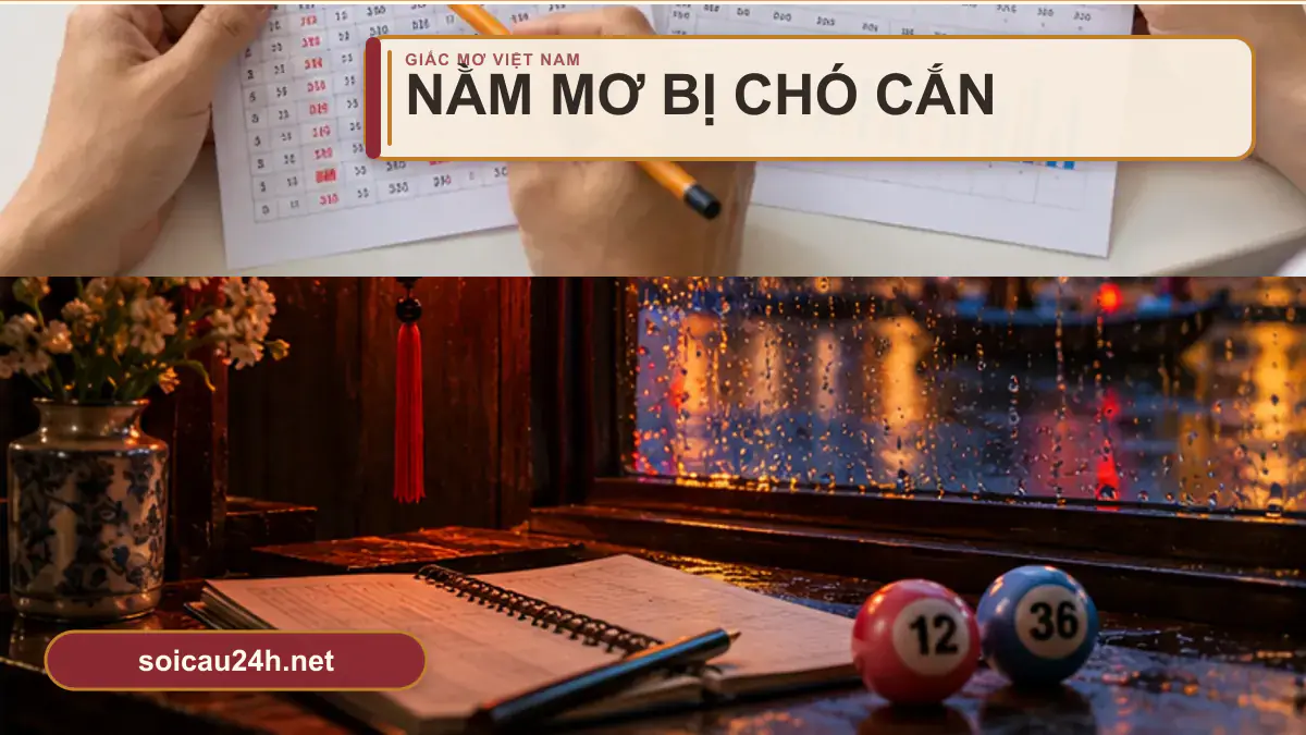 Minh họa nằm mơ bị chó cắn theo phong cách xổ số Việt Nam.