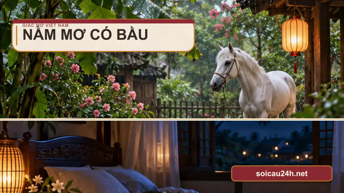 Minh họa nằm Mơ Có Bầu theo phong cách xổ số Việt Nam.