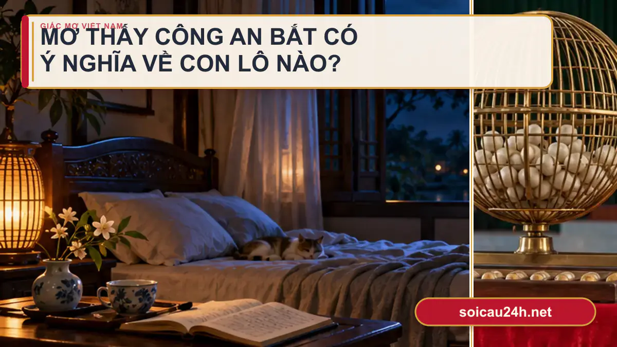 Minh họa mơ Thấy Công An Bắt Có Ý Nghĩa Về Con Lô Nào? theo phong cách xổ số Việt Nam.
